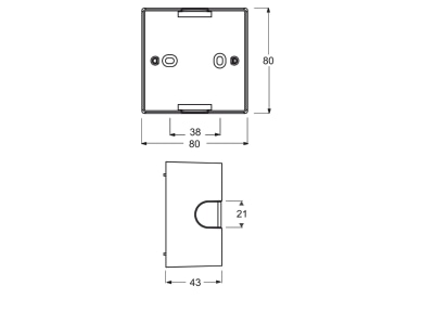 Dimensional drawing Busch Jaeger 1701 83 Surface mounted housing 1 gang aluminium