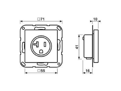 Mazeichnung Jung A 521 20 SW Steckdose sw 20A 125V Schutzkont 