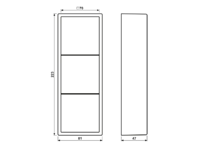 Dimensional drawing Jung AL 2583 A L Surface mounted housing 3 gang aluminium