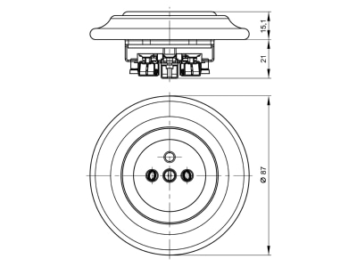 Dimensional drawing Busch Jaeger 20 EUJ 64 Socket outlet  receptacle 