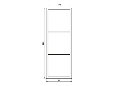 Dimensional drawing Jung ME 2983 C Frame 3 gang brass