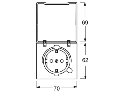 Dimensional drawing Busch Jaeger 20 EUGKB 31 101 Socket outlet  receptacle 