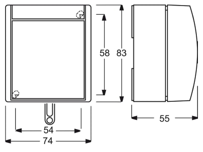 Dimensional drawing Busch Jaeger 2610 6 W 53 3 way switch  alternating switch 