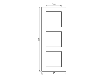 Dimensional drawing Jung AC 583 BF ANM Frame 3 gang anthracite