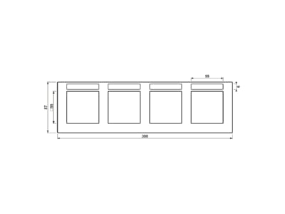 Dimensional drawing Jung AC 5840 BFNA ANM Frame 4 gang anthracite