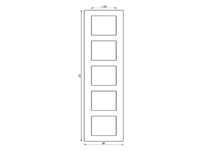 Dimensional drawing Jung AC 585 BF ANM Frame 5 gang anthracite