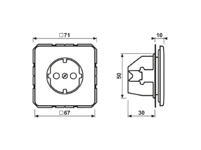 Dimensional drawing Jung CD 1520 BF KI WW Socket outlet  receptacle