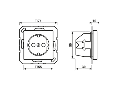 Dimensional drawing Jung A 1520 KI Socket outlet  receptacle