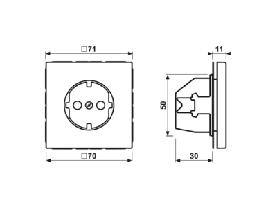 Dimensional drawing Jung AL 1520 AN Socket outlet  receptacle