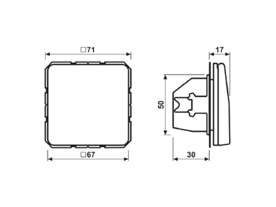 Dimensional drawing Jung CD 1520 BFKL GR Socket outlet  receptacle 