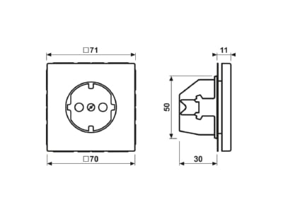 Dimensional drawing Jung LS 1520 KI LG Socket outlet  receptacle