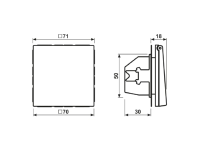 Dimensional drawing Jung LS 1520 KIKL LG Socket outlet  receptacle