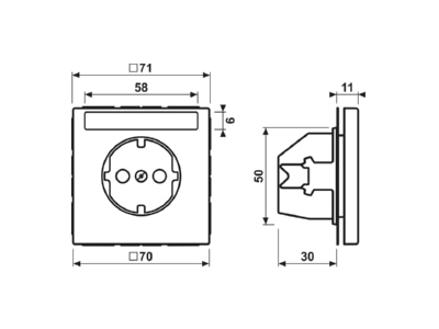 Dimensional drawing Jung LS 1520 NA Socket outlet  receptacle