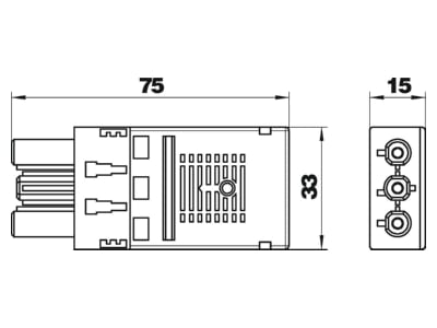 Dimensional drawing 1 OBO BT F GST18i3p W Low current connector
