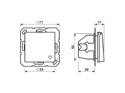 Dimensional drawing Jung ABAS 1520 KLKO RT Socket outlet  receptacle