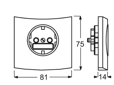 Dimensional drawing Busch Jaeger 20 EUCKST 71 Socket outlet  receptacle 