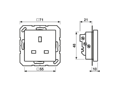 Dimensional drawing Jung A 3521 AL Socket outlet  receptacle 