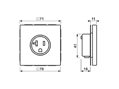 Dimensional drawing Jung AL 2521 20 Socket outlet  receptacle  NEMA