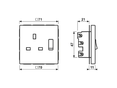 Dimensional drawing Jung AL 3171 D Socket outlet  receptacle 