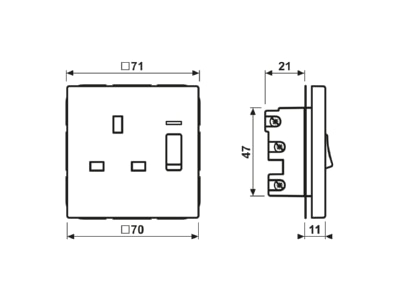 Dimensional drawing Jung AL 3171 KO D Socket outlet  receptacle 
