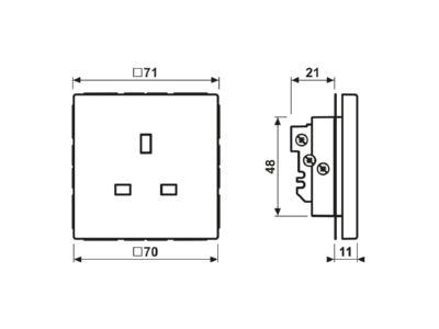 Dimensional drawing Jung AL 3521 Socket outlet  receptacle 
