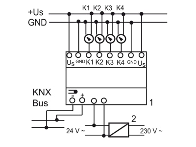 Connection diagram 1 Busch Jaeger 6190 49 101 EIB  KNX power supply 1000mA 
