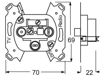 Dimensional drawing Busch Jaeger 0232 101 Antenna end socket for antenna