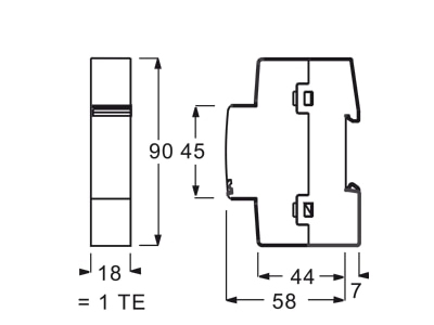 Dimensional drawing Busch Jaeger 6198 101 EIB  KNX logic component