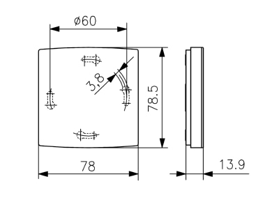 Dimensional drawing Alre it HTRRBd 210 100 Room thermostat   Surface mounted super flat room temperature controller 