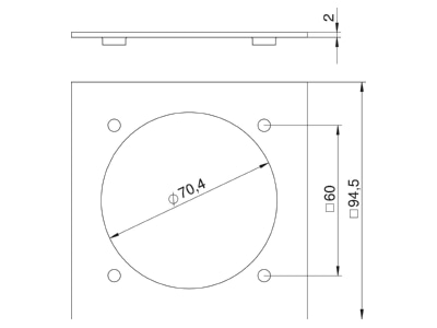 Dimensional drawing 1 OBO VH P3 Cover plate for installation column
