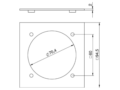 Dimensional drawing 2 OBO VH P3 Cover plate for installation column