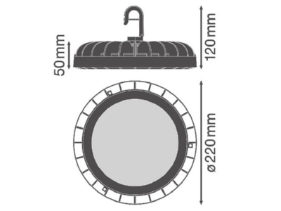 Dimensional drawing Ledvance HBCOMPV133W865110DEG High bay luminaire IP65
