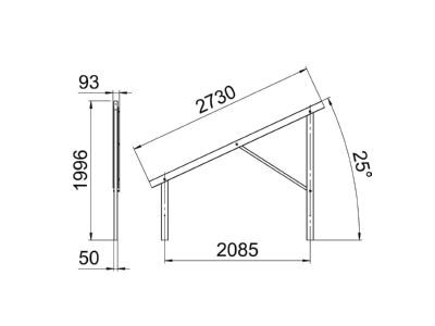 Dimensional drawing 2 OBO VT 25S FT Photovoltaics mounting system