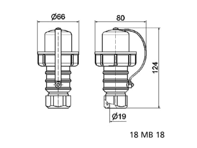 Mazeichnung Bals 736 Schutzkontakt Stecker 16A 3p 230V IP68