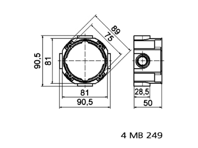 Dimensional drawing Bals 180 Accessory for CEE connector