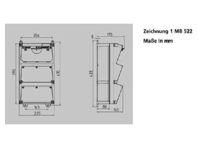 Mazeichnung Mennekes 930003 Steckdosen Kombination AMAXX