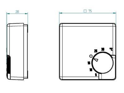 Dimensional drawing Eberle RTR E 3311 Room thermostat