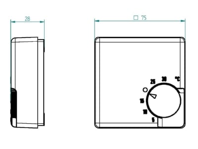 Dimensional drawing Eberle RTR E 3524 Room thermostat