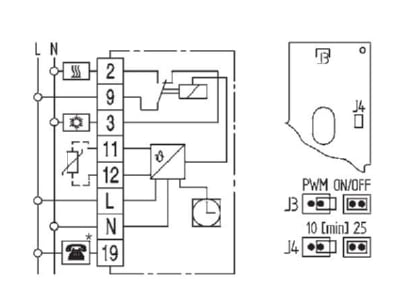 Circuit diagram Eberle easy 3 SW Room clock thermostat