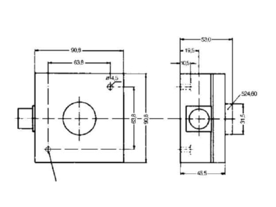 Dimensional drawing Eberle AZT A 524 410 Room thermostat