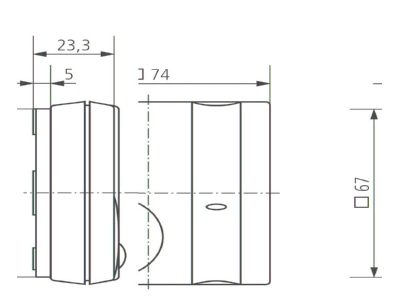 Dimensional drawing Theben RAM 714 Room thermostat