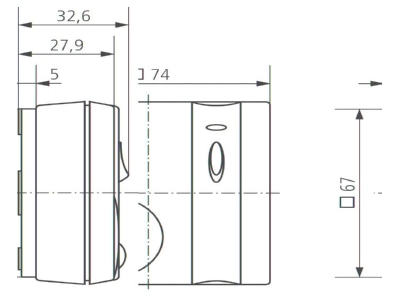 Dimensional drawing Theben RAM 714 A Room thermostat