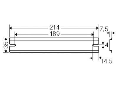 Dimensional drawing Hensel DK TS 50 Q DIN rail  top hat rail  35 15 mm 214mm