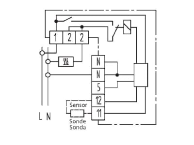 Circuit diagram Eberle RTR R1T Room clock thermostat 5   30 C
