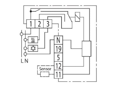 Circuit diagram Eberle RTR R1w Room clock thermostat 5   30 C
