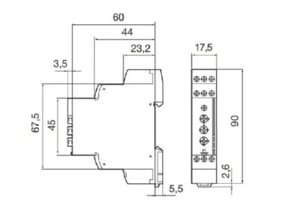 Mazeichnung Eberle WU 80 Spannungswaechter UC15 100V 50 60Hz 8A