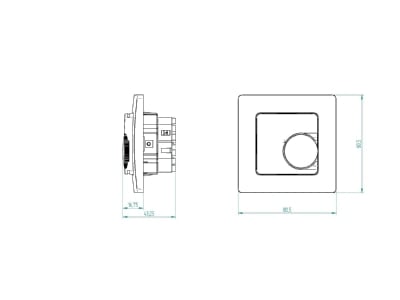 Dimensional drawing Eberle RTR E 8011 50 Room clock thermostat 5   30 C