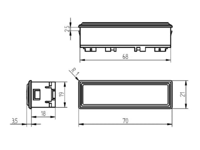 Dimensional drawing Grothe KKO 2112 BR Door bell push button flush mounted