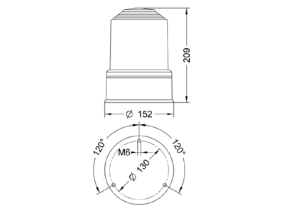 Dimensional drawing Grothe DSL 7332 Flashing alarm luminaire red 240VAC