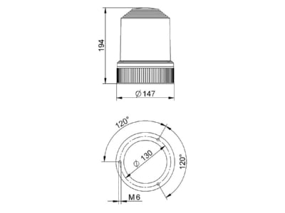 Dimensional drawing Grothe DSL 7302 Flashing alarm luminaire red 24VDC